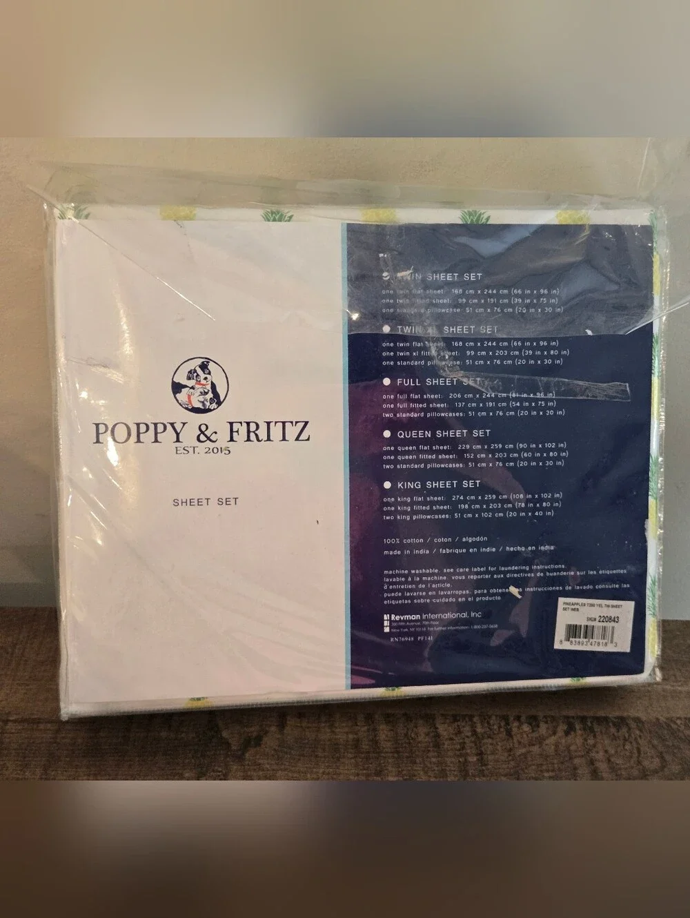 POPPY & FRITZ Pineapples Tropical Print Twin SHEET SET***NEW!